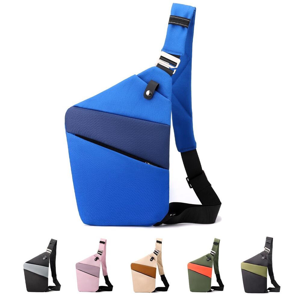 3264 Colorblock Anti Theft Crossbody Bag, One Shoulder Chest Sling Bag